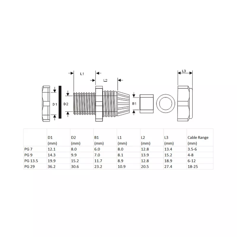 InLine kabelio sandariklis, nailonas, IP68, 3,5–6 mm, pilkas, 10 vnt., nailonas, pilka, 43 g, 80 mm, 120 mm, 25 mm