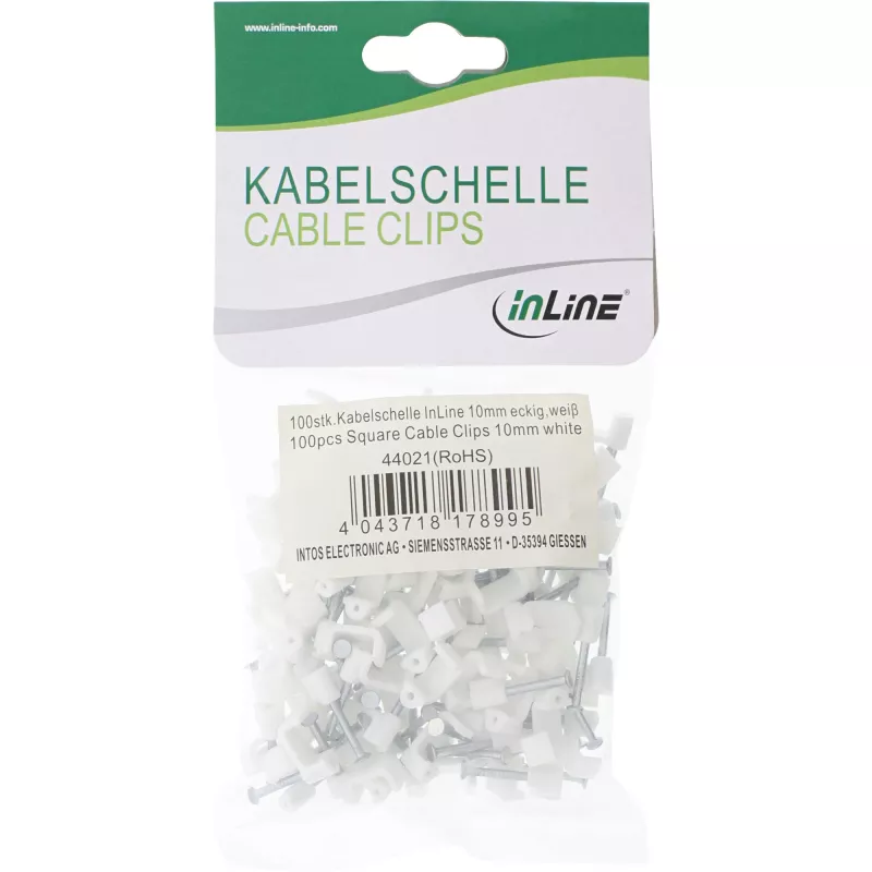 Kvadratinis laido spaustukas InLine 44020 8 mm baltas, 100 vnt. pakuotė