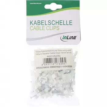 InLine 100 vnt. pakuotė kvadratinis kabelių spaustukas 10 mm baltas