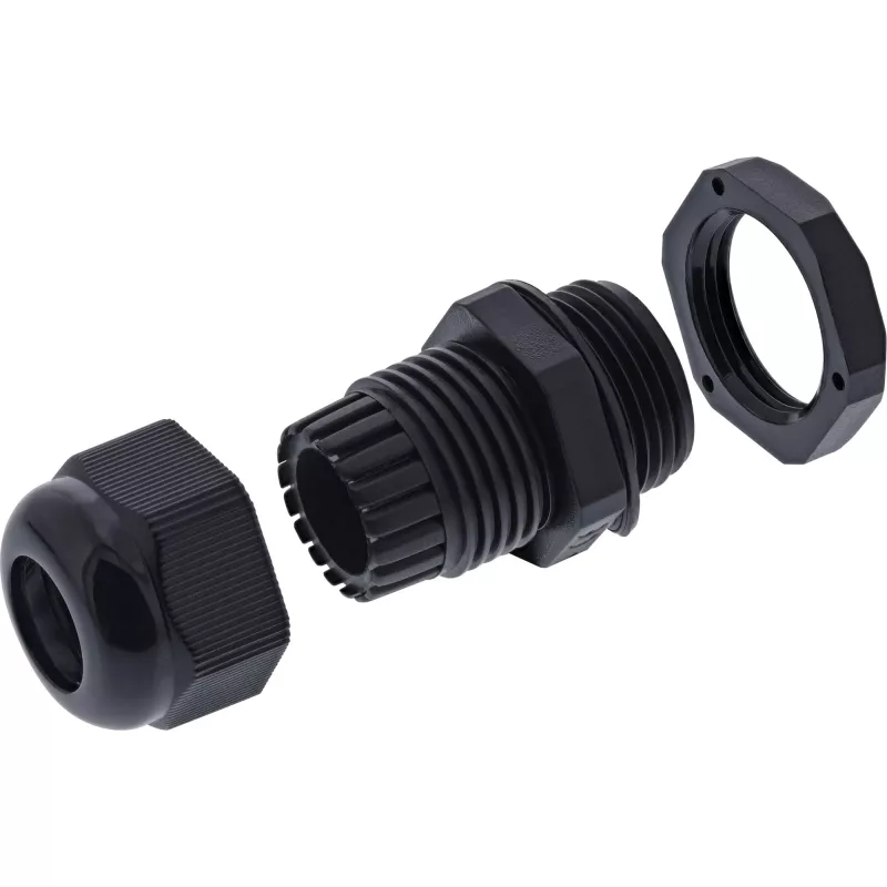Kabelio riebokšlis InLine 44012B nailoninis IP68 kabeliams Ø6–12 mm, juodas, pakuotė po 10 vnt.