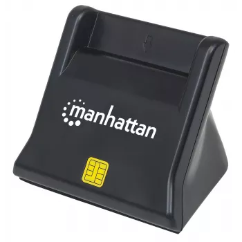 Manhattan USB-A išmaniųjų / SIM kortelių skaitytuvas, 480 Mbps (USB 2.0), stalinis vertikalus, trinties tipo suderinamas, didelės spartos USB, laidas 86 cm, juodas, trejų metų garantija