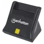 Manhattan USB-A išmaniųjų / SIM kortelių skaitytuvas, 480 Mbps (USB 2.0), stalinis vertikalus, trinties tipo suderinamas, didelės spartos USB, laidas 86 cm, juodas, trejų metų garantija