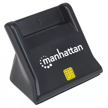 Manhattan USB-A išmaniųjų / SIM kortelių skaitytuvas, 480 Mbps (USB 2.0), stalinis vertikalus, trinties tipo suderinamas, didelės spartos USB, laidas 86 cm, juodas, trejų metų garantija