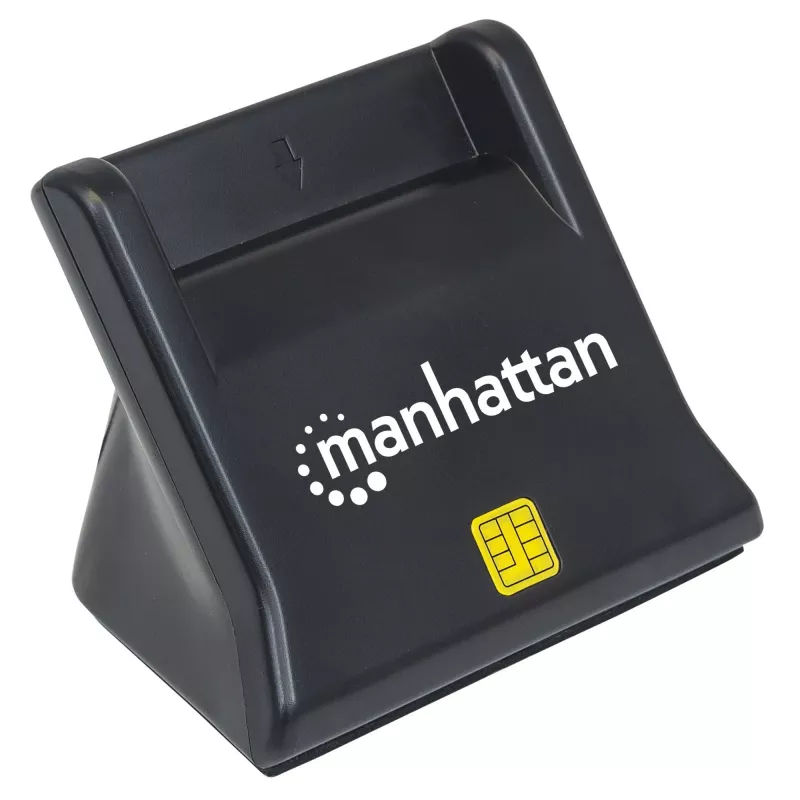 Manhattan USB-A išmaniųjų / SIM kortelių skaitytuvas, 480 Mbps (USB 2.0), stalinis vertikalus, trinties tipo suderinamas, didelės spartos USB, laidas 86 cm, juodas, trejų metų garantija