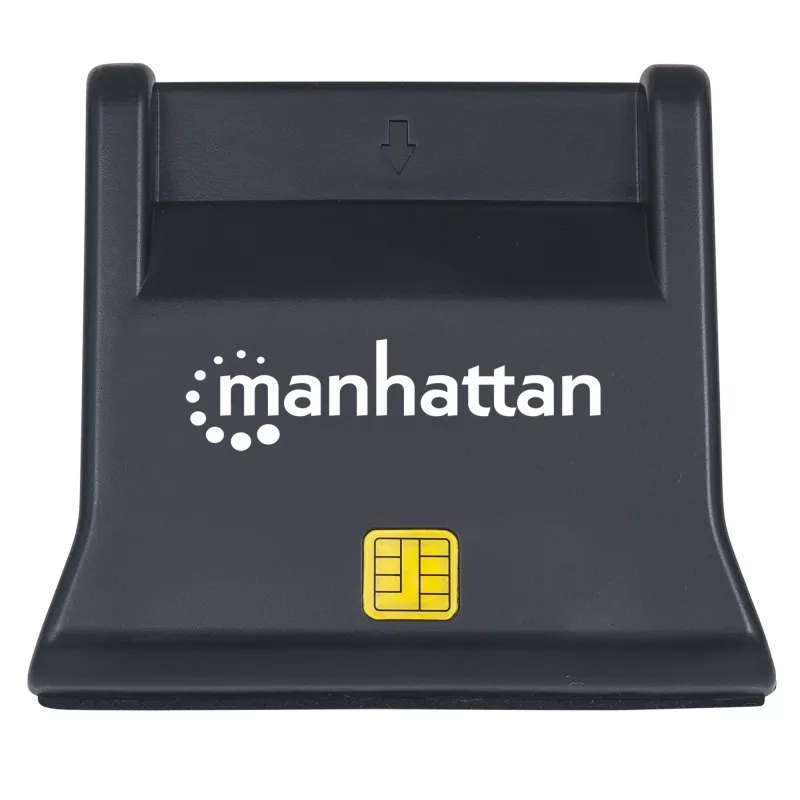 Manhattan USB-A išmaniųjų / SIM kortelių skaitytuvas, 480 Mbps (USB 2.0), stalinis vertikalus, trinties tipo suderinamas, didelės spartos USB, laidas 86 cm, juodas, trejų metų garantija