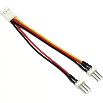 InLine ventiliatoriaus adapteris, 3 kontaktų lizdas / 2x 3 kontaktų kištukas, apie 0,10 m