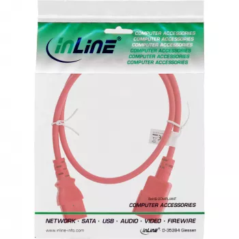 InLine cold device extension, C13 / C14, red, 1m