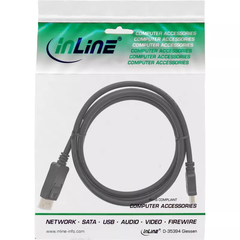 DisplayPort į HDMI keitiklio kabelis InLine 17184 1,5 m juodas