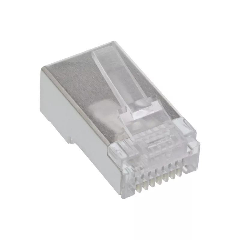 Jungtis 8P8C RJ45 vyriška ekranuota apvaliems kabeliams, InLine, 10 vnt. pakuotė, sidabrinė