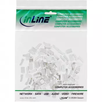Jungtis 8P8C RJ45 vyriška ekranuota apvaliems kabeliams, InLine, 10 vnt. pakuotė, sidabrinė
