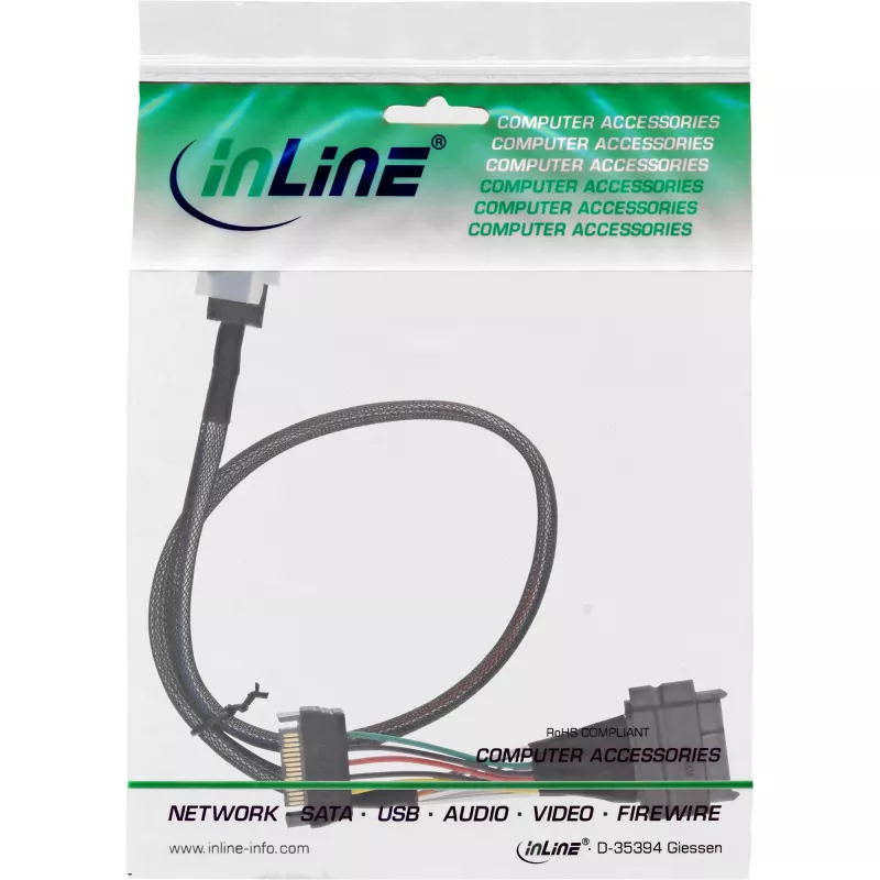 InLine U.2 jungiamasis kabelis, SSD su U.2 (SFF-8639) į SFF-8643 + maitinimas, 0,75 m
