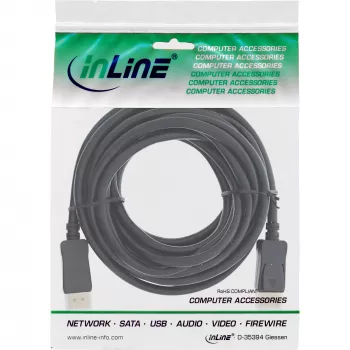 InLine DisplayPort 1.4 kabelis aktyvus, 8K4K, juodas, auksinis, 10m
