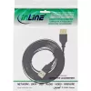 InLine USB 2.0 plokščias laidas A tipo kištukas / lizdas, paauksuoti kontaktai, juodas, 3 m