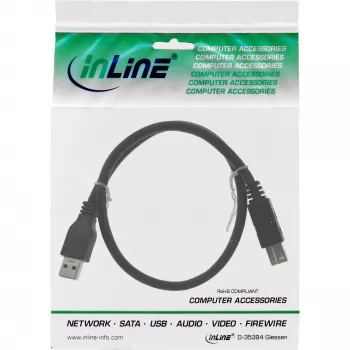 USB 3.2 Gen.1 laidas A tipo kištukas / B tipo kištukas InLine 35310 1 m juodas