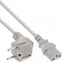 InLine maitinimo kabelis, CEE 7/7 kampuotas / 3 kontaktų IEC C13 kištukas, pilkas, 2 m