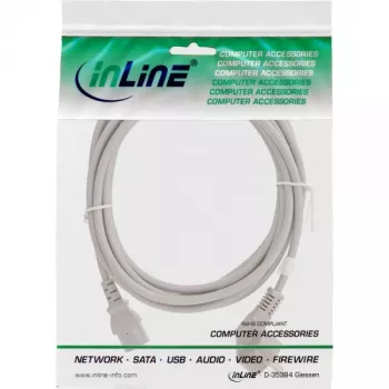 InLine maitinimo kabelis, CEE 7/7 kampuotas / 3 kontaktų IEC C13 kištukas, pilkas, 2 m