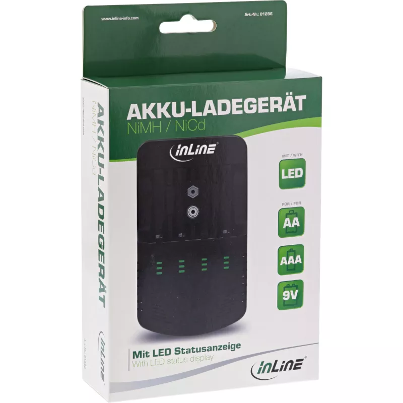 InLine baterijų įkroviklis NiMH/NiCd, AA, AAA ir 9V