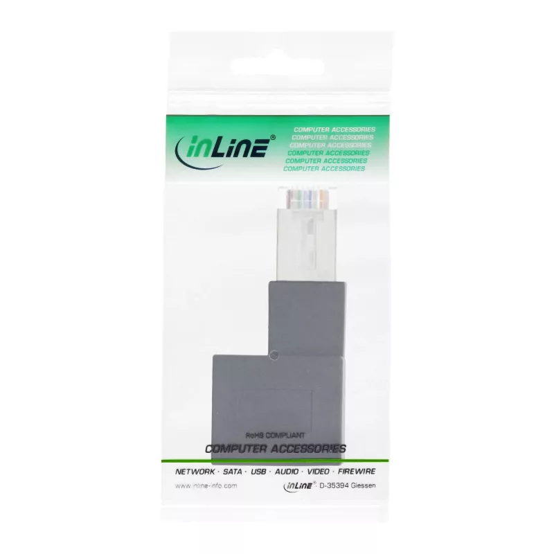 InLine pataisos laido adapteris Cat.6A, RJ45 kištukas / lizdas, kampuotas 90° į dešinę