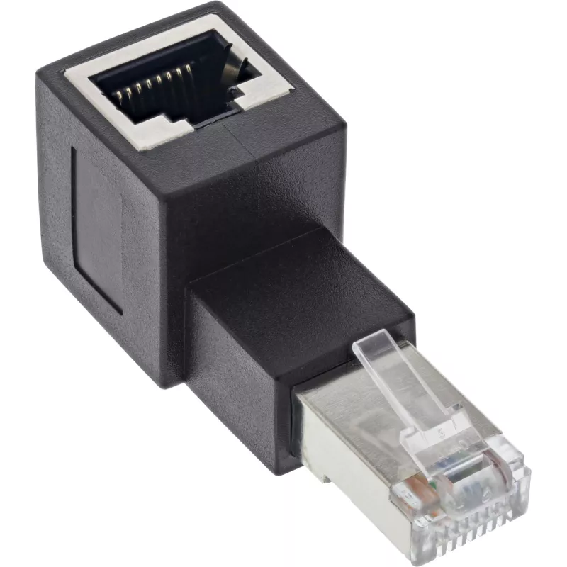 InLine pataisos laido adapteris Cat.6A, RJ45 kištukas / lizdas, kampinis 90° į viršų
