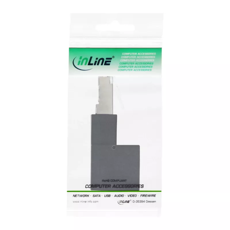 InLine pataisos laido adapteris Cat.6A, RJ45 kištukas / lizdas, kampinis 90° į viršų