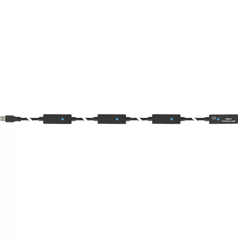 InLine USB3.2 Gen.1 aktyvus kartotuvo laidas A tipo kištukas / lizdas, juodas, 20 m