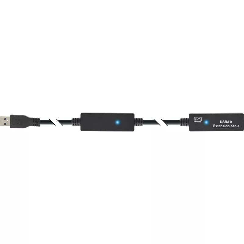 InLine USB3.2 Gen.1 aktyvus retransliatoriaus kabelis A tipo kištukas / lizdas, juodas, 10 m