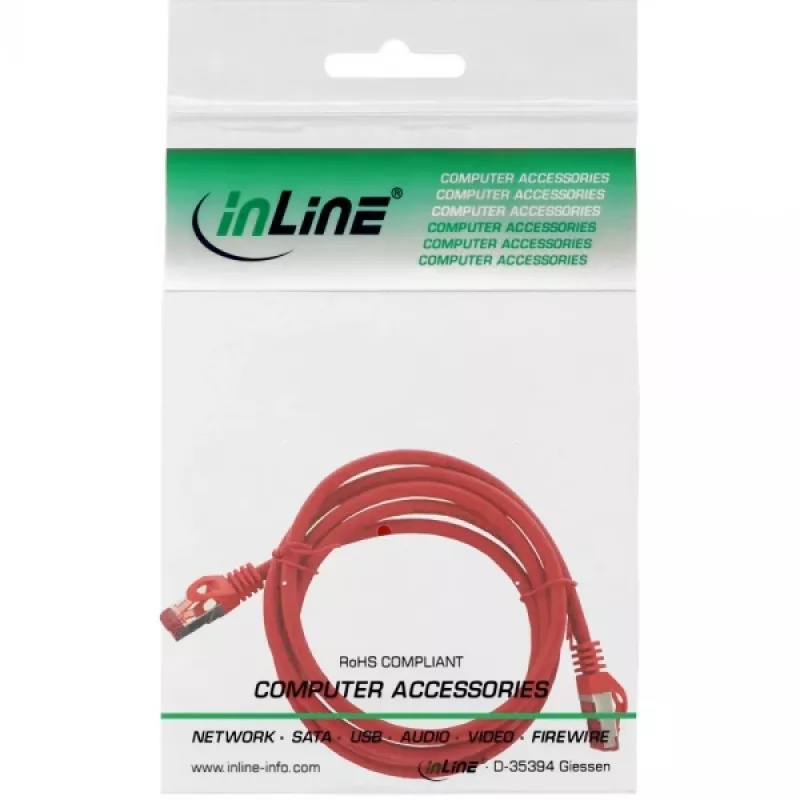 komutacinis kabelis Intos Cat6 S/FTP PiMF 250MHz RJ-45 to RJ-45, varinis be halogenų, 1,5 m, raudonas