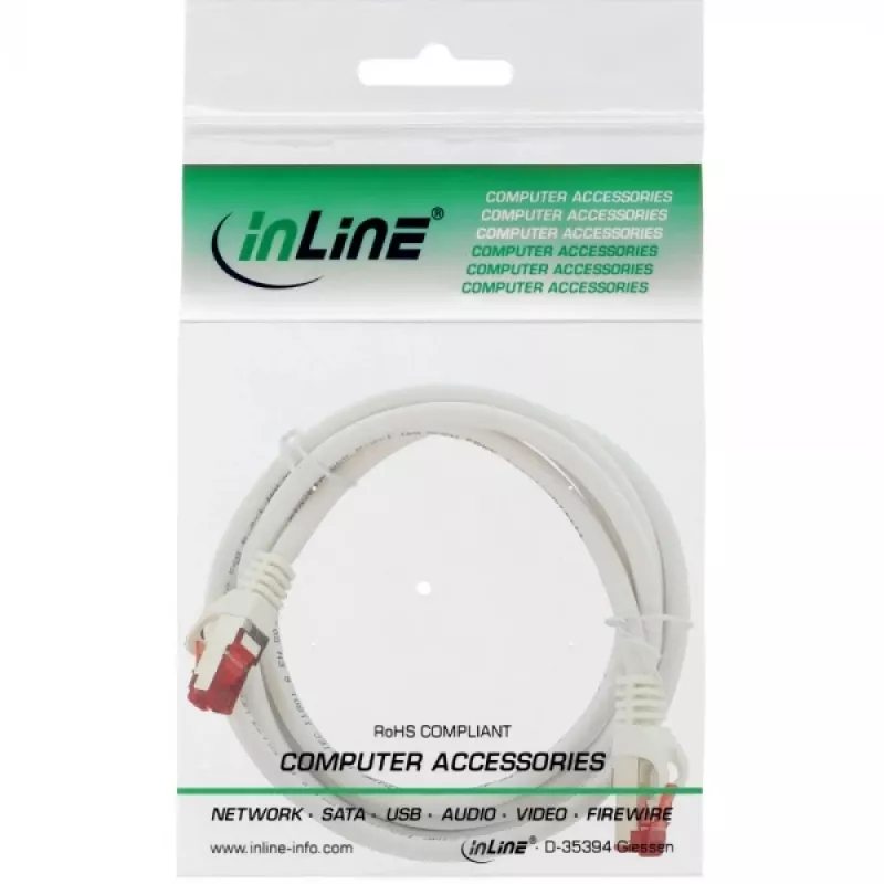 InLine komutacinis kabelis S/FTP PiMF Cat.6 250MHz varinis be halogenų baltas 3m