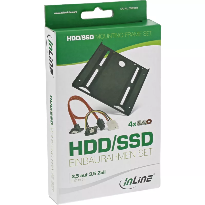 InLine HDD/SSD montavimo rėmelio RINKINYS su SATA ir maitinimo kabeliu, kampuotas, su varžtais