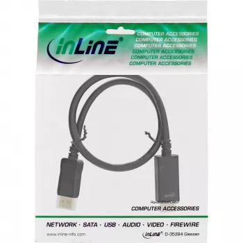 DisplayPort į HDMI keitiklio kabelis InLine 17186I 0,5m 4K/60Hz juodas