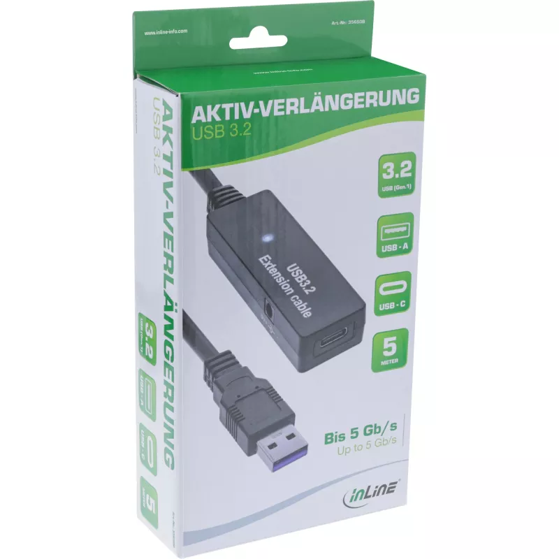 InLine USB 3.2 Gen.1 aktyvus plėtinys, USB-A patinas į USB-C patelė, 5 m