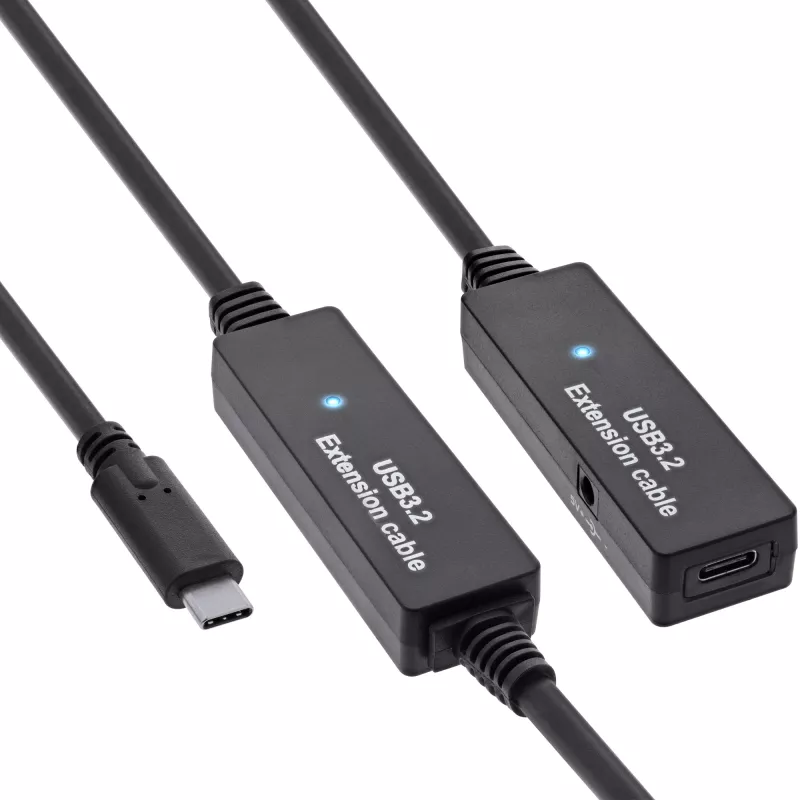 InLine USB 3.2 Gen.1 aktyvus prailginimas, USB-C kištukas į USB-C lizdą, 10 m