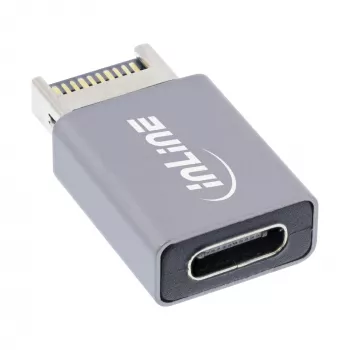 InLine USB 3.2 adapteris, vidinis USB-E priekinio skydelio kištukas į USB-C lizdą