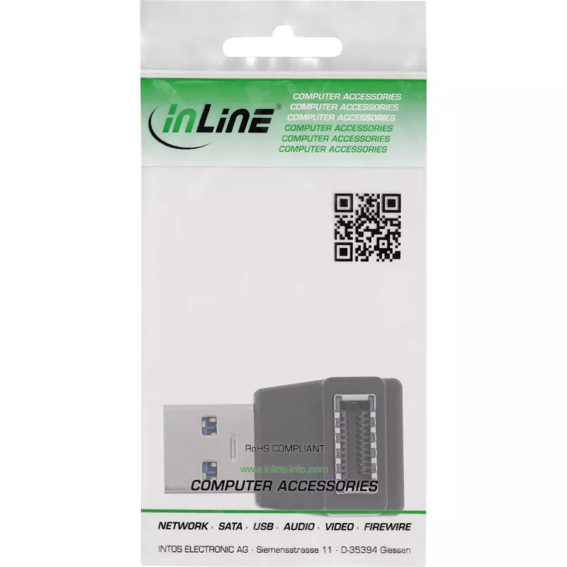 InLine USB 3.2 adapteris, USB-A kištukas į vidinį USB-E priekinio skydelio lizdą