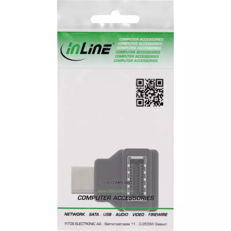 InLine USB 3.2 adapteris, USB-C kištukas į vidinį USB-E priekinio skydelio lizdą