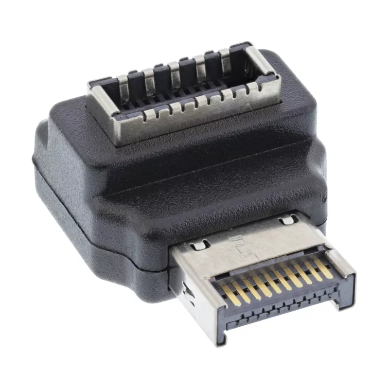 InLine USB 3.2 adapteris vidinis, priekinio skydelio USB-E kištukas į USB-E lizdą 90° kampu