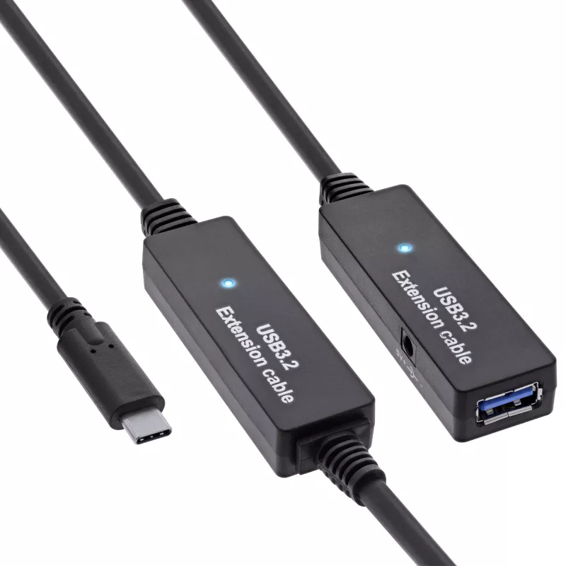 InLine USB 3.2 Gen.1 aktyvus prailginimo laidas, USB-C kištukas į USB-A lizdą, 10 m