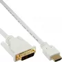 InLine HDMI į DVI laidas, kištukas / 18+1 kištukas, baltas auksinis 3m