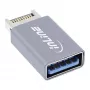 InLine USB 3.2 adapteris, vidinis USB-E priekinio skydelio kištukas į USB-A lizdą