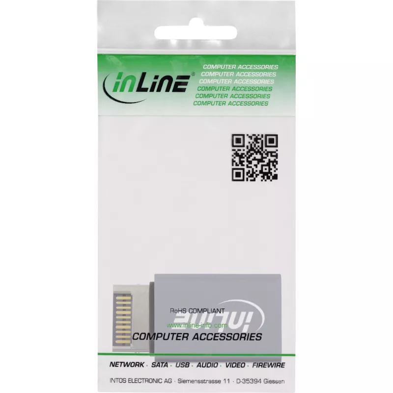 InLine USB 3.2 adapteris, vidinis USB-E priekinio skydelio kištukas į USB-A lizdą