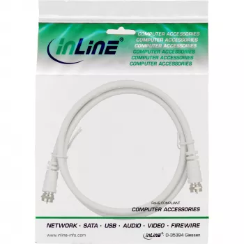 InLine SAT kabelis 2x ekranuotas itin mažų nuostolių 2x F-kištukas >75 dB baltas 0,5 m
