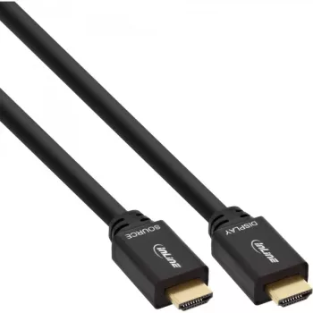 InLine , aktyvus aukštos spartos HDMI laidas su Ethernet, M/M, juodas, auksuoti kontaktai, 30 m