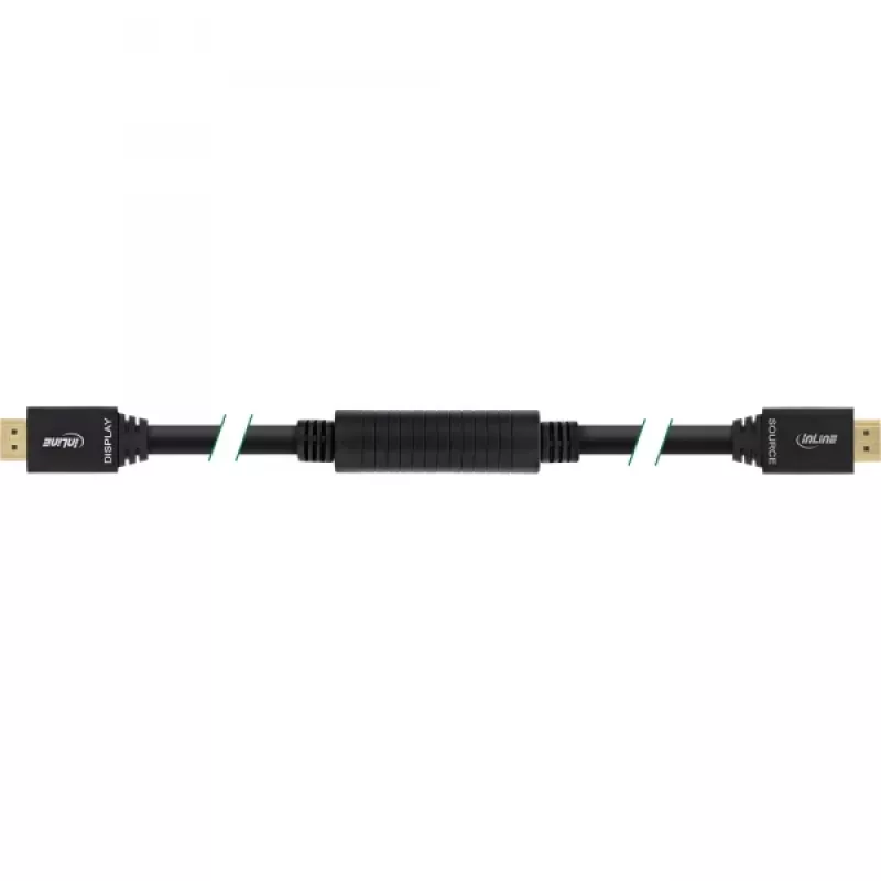 InLine , aktyvus aukštos spartos HDMI laidas su Ethernet, M/M, juodas, auksuoti kontaktai, 30 m