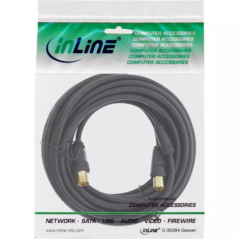 InLine antenos kabelis 2x ekranuotas >85 dB juodas 0,5 m