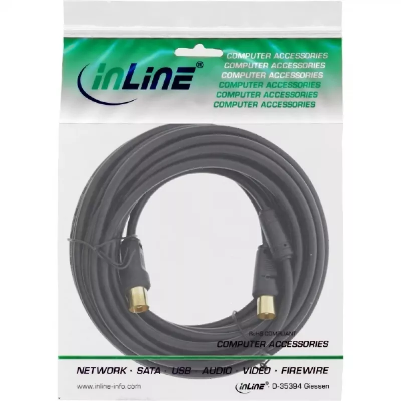InLine antenos kabelis 2x ekranuotas >85dB juodas 20m