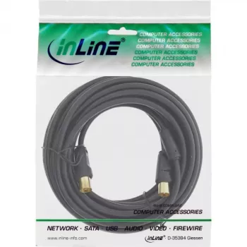InLine antenos kabelis 2x ekranuotas >85 dB juodas 5 m