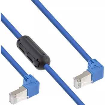 InLine komutacinis kabelis, dvi pusės žemyn kampuotos, S/FTP (PiMf), Cat.6, PVC, mėlynas, 1,6 m
