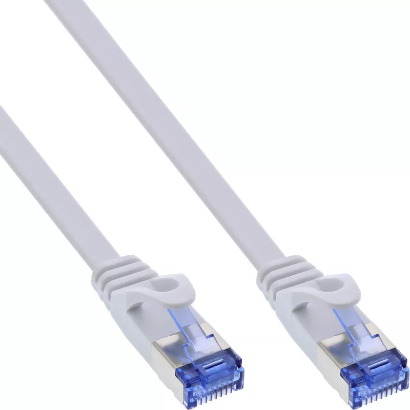 Plokščias komutacinis kabelis InLine 71800W RJ-45 Cat.6A 10 m baltas