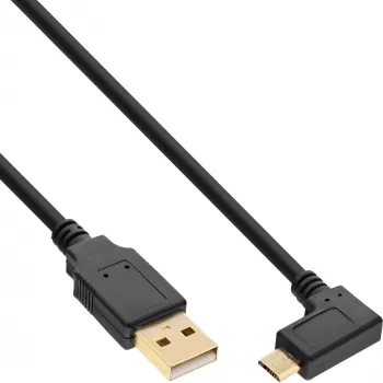 InLine Micro USB 2.0 laidas USB Type A kištukas / Micro-B kištukas, kampuotas, juodas, 1 m