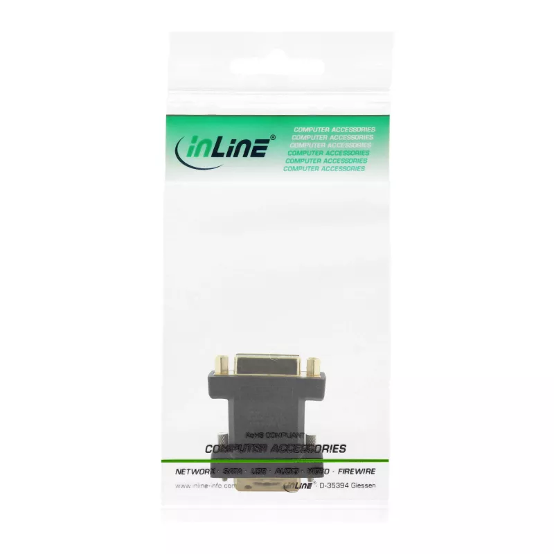 InLine DVI-D adapteris DVI-I 24+5 moteriška / DVI-D 24+1 vyriška, paauksuotas